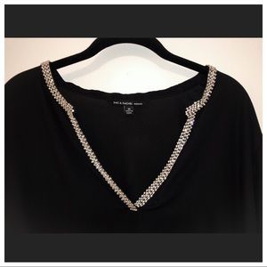 Zac & Rachel Black Tunic w/ Rhinestone collar